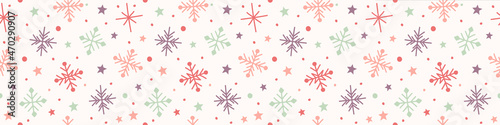 Design of Xmas pattern with snowflakes. Christmas concept. Banner. Vector