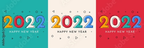 2022 happy new year social media post design template collection for banner, poster, advertising, etc.
