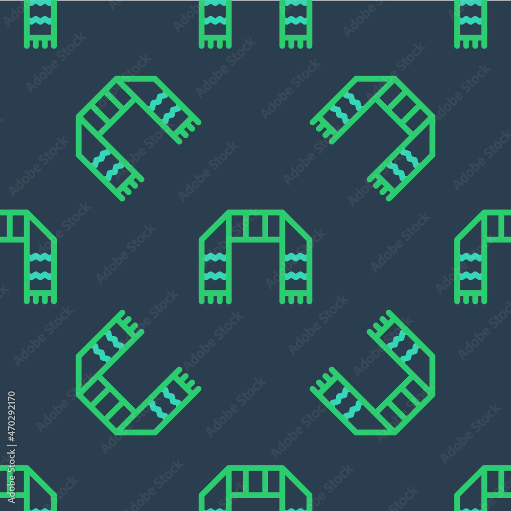 Line Winter scarf icon isolated seamless pattern on blue background. Vector Line Winter scarf icon isolated seamless pattern on blue background. Vector