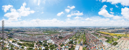 Aerial view from plane go to Don Mueang International Airport. Bangkok Thailand © AU USAnakul+