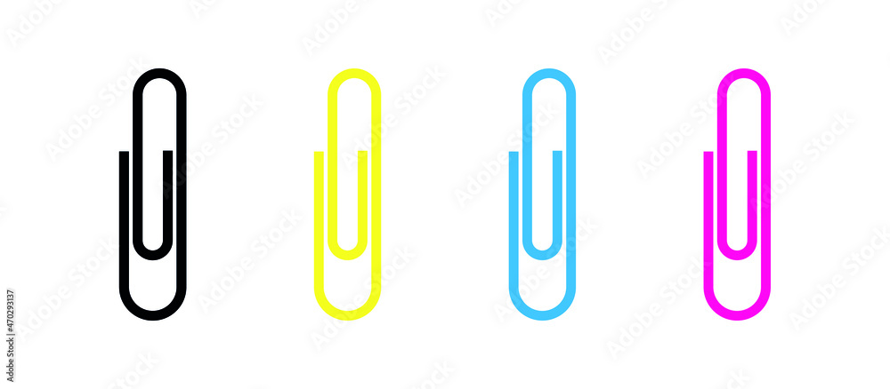 Paper clip icons set. Vector sign. Isolated symbol on white background. Paper clip icons set. Vector sign. Isolated symbol on white background.