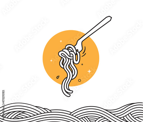 pasta noodle illustration with fork
