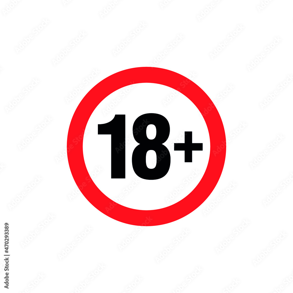 18+ age restriction sign. Icon only 18 plus, censored. Under eighteen years prohibition sticker, adults only. Vector symbol. 18+ age restriction sign. Icon only 18 plus, censored. Under eighteen years prohibition sticker, adults only. Vector symbol.