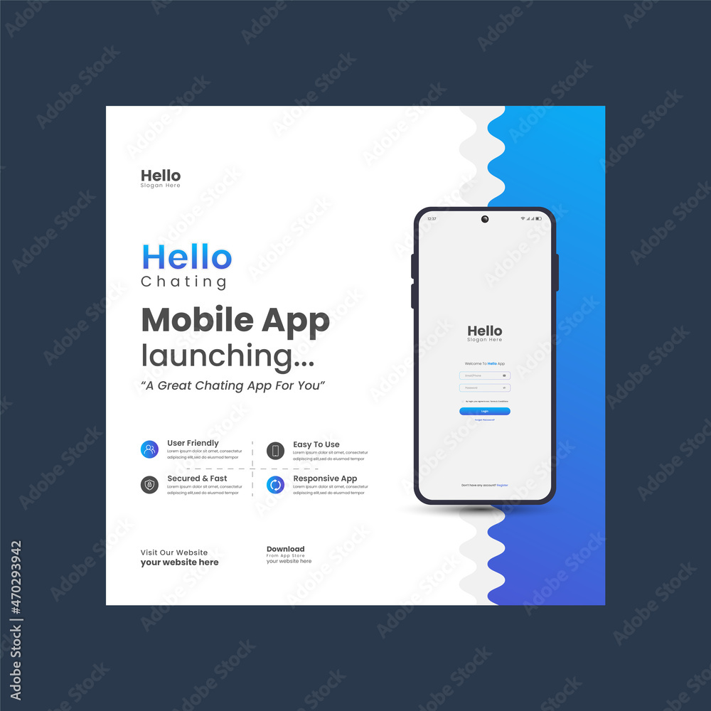 Mobile App Social Media Post Banner Template, Apps Promotional Instagram Post Mobile App Social Media Post Banner Template, Apps Promotional Instagram Post