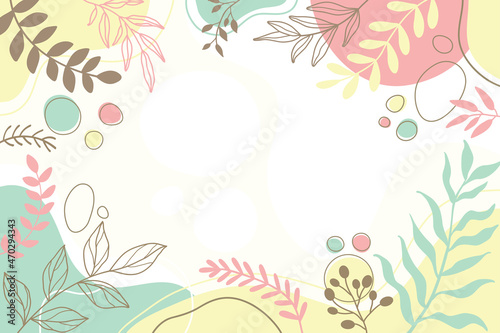 Design banner frame flower Spring background with beautiful. flower background for design. Colorful background with tropical plants. Place for your text. 