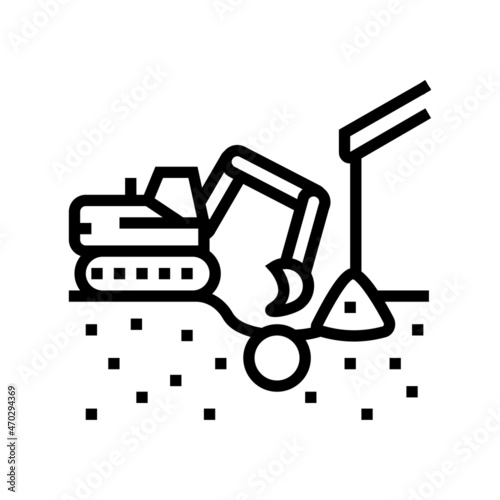 excavation pipe from ground line icon vector. excavation pipe from ground sign. isolated contour symbol black illustration