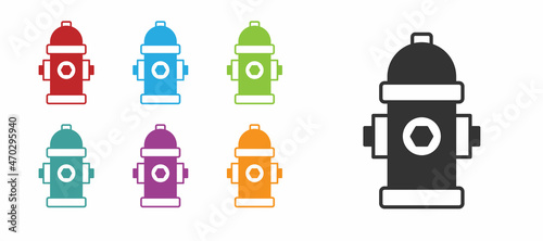 Black Fire hydrant icon isolated on white background. Set icons colorful. Vector