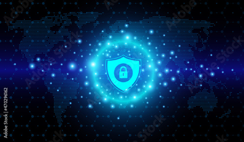 Data protection privacy.Cyber security network.Digital security.security guard. Touch the future. Futuristic fingerprint.	