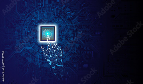 Experience the technology of the future.Futuristic fingerprint.Circuit security style.Biometric data security.Digital identify. Touch the future.