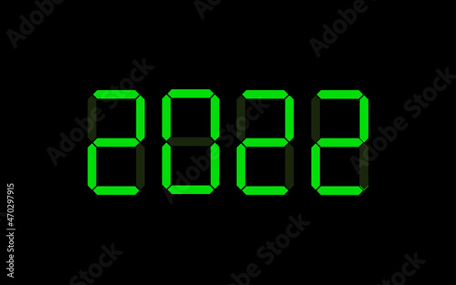 2022 new year text in digital font. Vector display icon on black background
