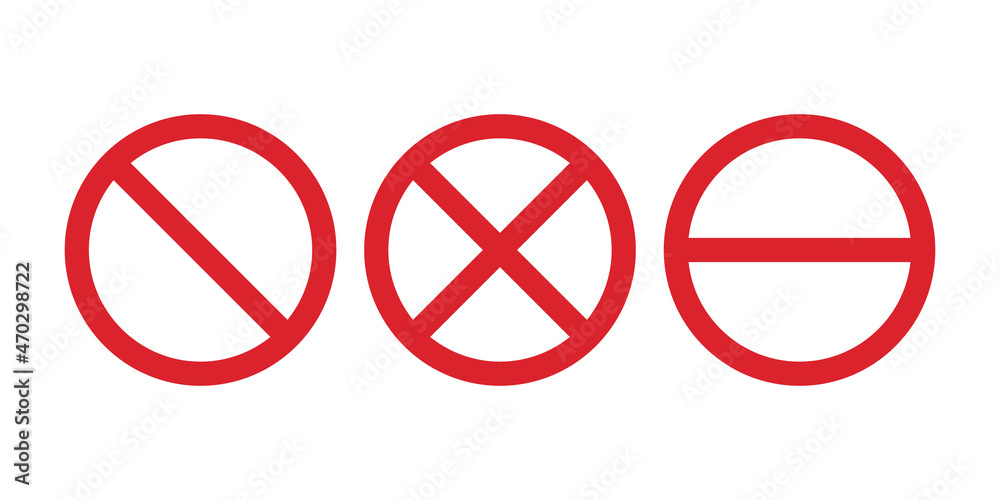 Obraz premium Set of close icon vector sign. Stop road prohibition sign isolated on white.
