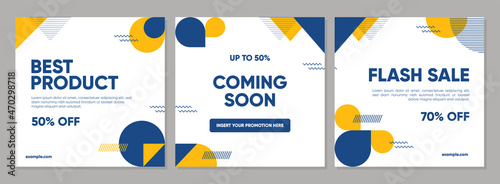 Sale square banner template for social media posts, mobile apps, banners design, web or internet ads. Trendy abstract square template with geometric concept.	