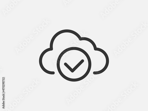 Technology icon vector cloud computing connection. Big data global server. Line design symbol.