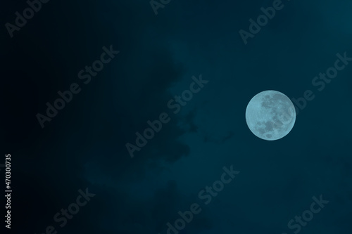 Full moon on sky in the dark night.
