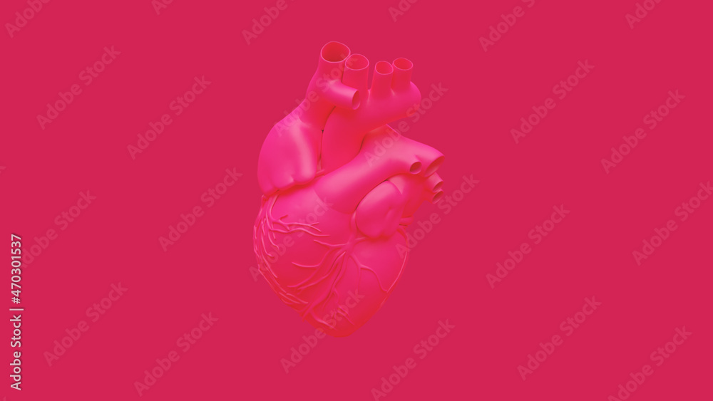 3d render of a red heart on a red background