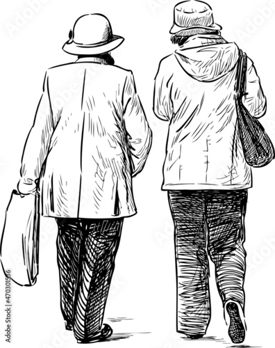 elderly women on a stroll