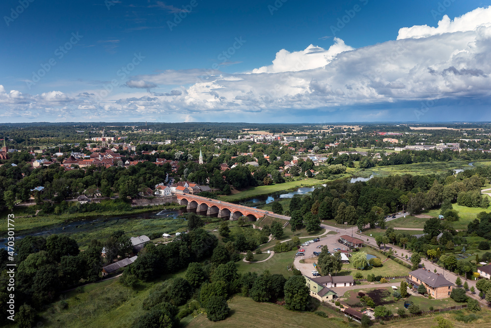 Kuldiga city and Venta river in western Latvia.