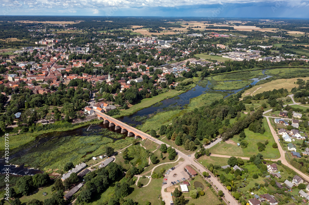 Kuldiga city and Venta river in western Latvia.