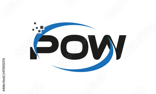 dots or points letter POW technology logo designs concept vector Template Element 