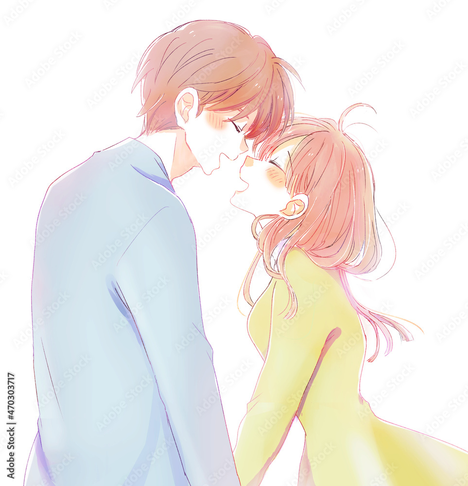 向かい合って幸せそうな男女 向かい合って幸せそうな男女
