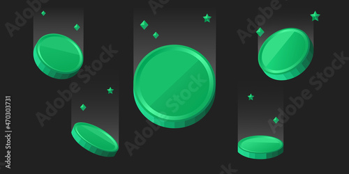 Coins money cryptocurrency asset token green falling banner