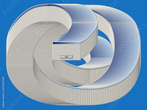 Old computer window with many blank error messages. Retro pc interface with problem or glitch, vintage web browser alert, software system bug or virus. 90s screen vector illustration