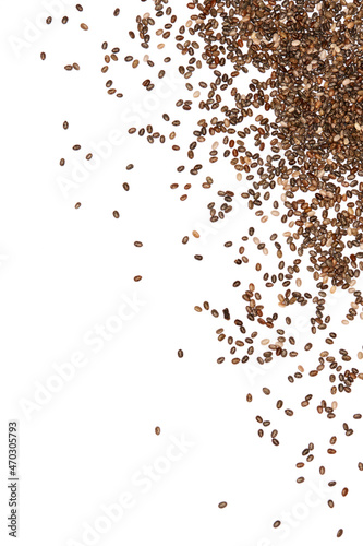 Organic natural chia seeds isolated on white background