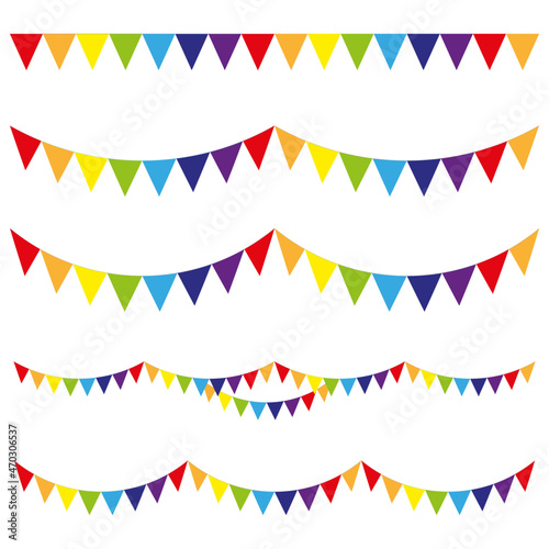 Colorful Party Flags On White Background. Celebration Event & Birthday. Holiday flags for celebration decoration design. Holiday flags Great design for any purposes. EPS 10. Stock image. 