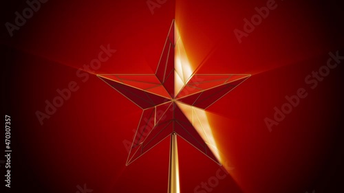 Christmas Tree Red Star Topper on dark red background