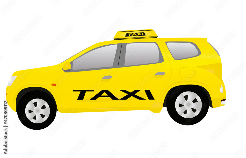 Taxi car, side view, vector illustration