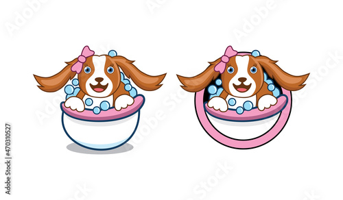 Cute dog cartoon character design illustration , suitable for your design needs, logo, illustration, animation, etc.