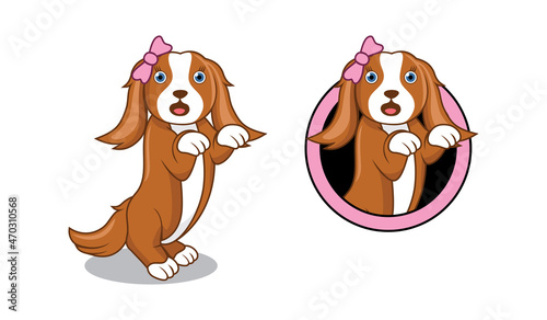 Cute dog cartoon character design illustration , suitable for your design needs, logo, illustration, animation, etc.