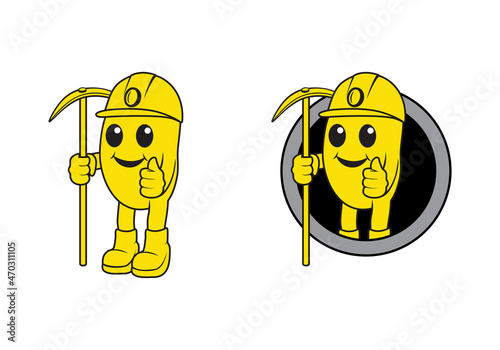 Gold miner mascot cartoon character design illustration , suitable for your design needs, logo, illustration, animation, etc.