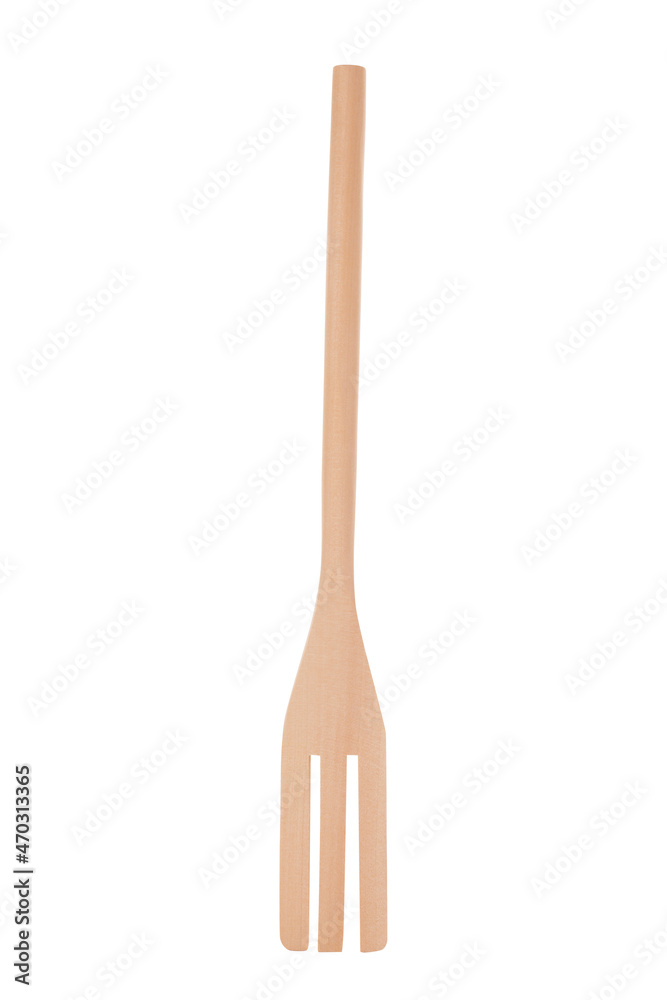 Wooden fork isolated on white. Kitchen utensil Wooden fork isolated on white. Kitchen utensil