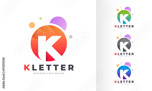 Free Download Gradient Initial Letter K Round Circle Colorful Bubble Editable Logo Design - GFXLoad