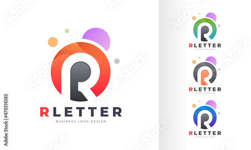 Gradient Initial Letter R Round Circle Colorful Bubble Editable Logo Design