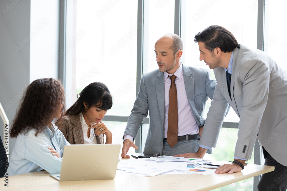 businesspeople team meeting and brainstorming works on the table in conference room