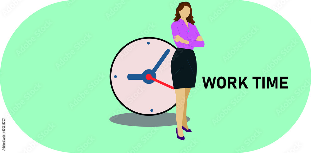 2d illustration work time concept 2d illustration work time concept
