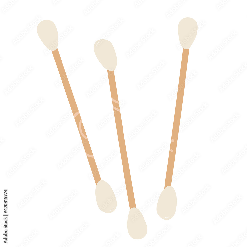 Wooden Q-tips Zero waste lifestyle, natural material, Eco friendly Stock Vector | Stock
