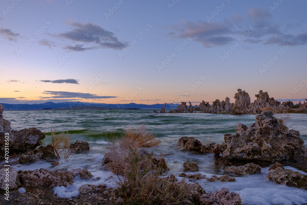 Tufa formations in Mono Lake California at dusk Tufa formations in Mono Lake California at dusk