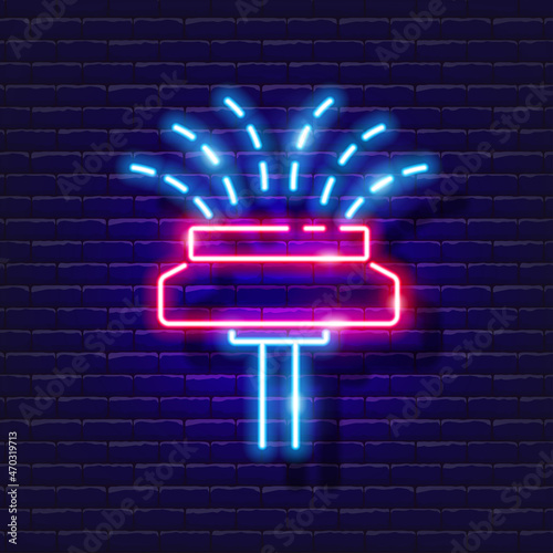 Garden dripper for irrigation neon icon. Irrigation system, watering system, hose and accessories glowing signs. Vector illustration for design, website, advertising, store, goods.