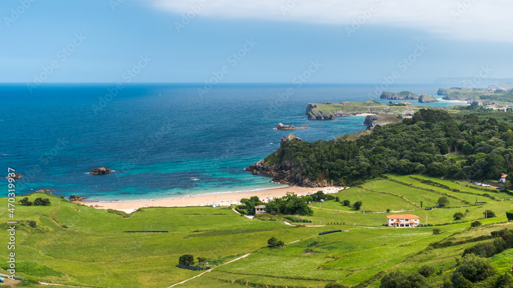 Panoramic view of Playa de Toranda and surrounding coastline (Asturias, Spain) Panoramic view of Playa de Toranda and surrounding coastline (Asturias, Spain)