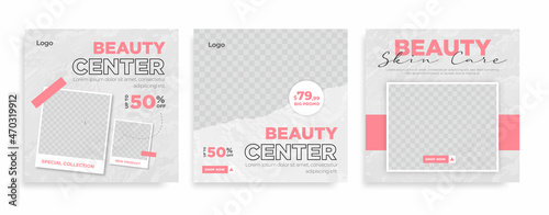 Beauty Center Makeup Social media post Banner Square Flyer Template Design