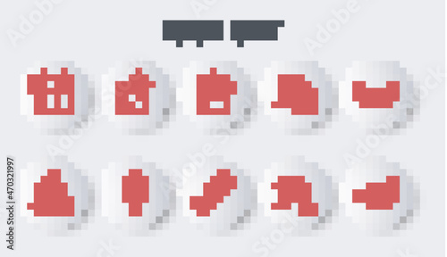 Set line Birthday party horn, Cake with burning candles, Muffin, Glass of champagne, Gift box, Cocktail, Ice cream and Candy icon. Vector