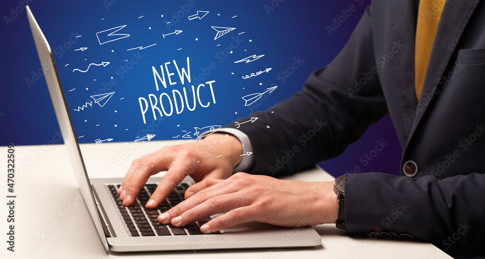 Businessman working on laptop, e-commerce concept Businessman working on laptop, e-commerce concept