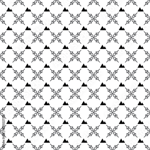 Vector seamless Mountain pattern EPS. Modern stylish texture SVG. Geometric striped ornament. Monochrome linear braids. Black and White Mountain Pattern