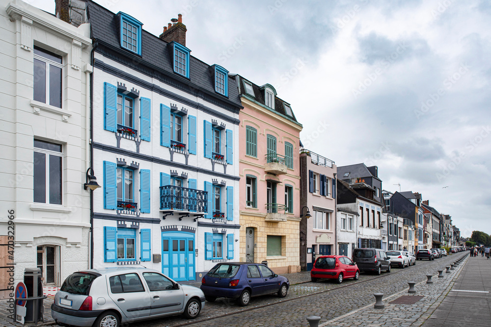 Architecture of old houses in the town of Saint Valéry-sur-Somme in France
