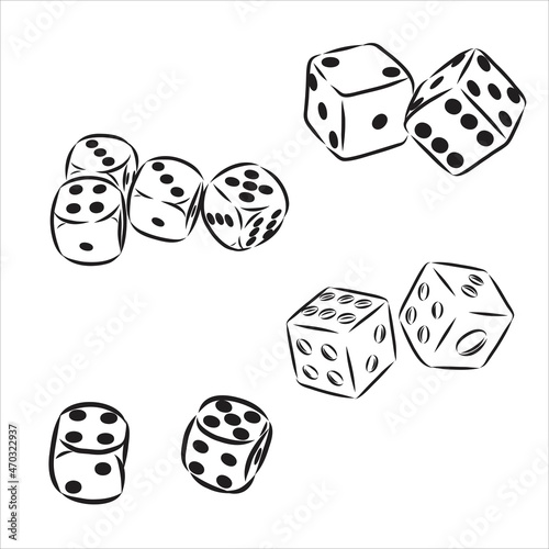 sketch of the two dices on white background, isolated