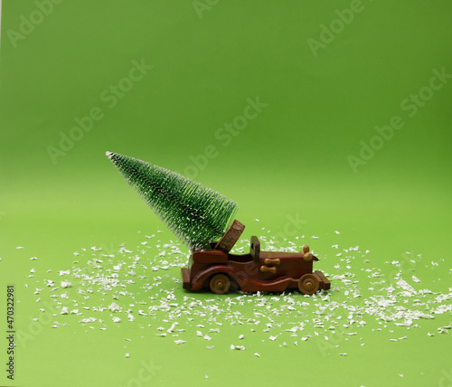 New Year decoration Christmas tree cone. Minimal concept.