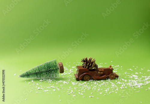 New Year decoration Christmas tree cone. Minimal concept.